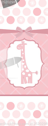 Image of new baby announcement card with giraffe