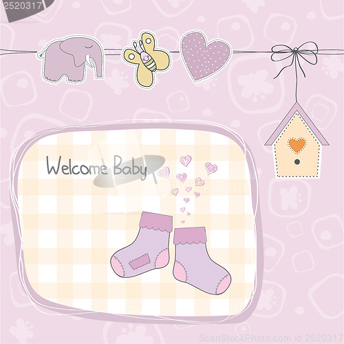 Image of baby girl shower card with socks