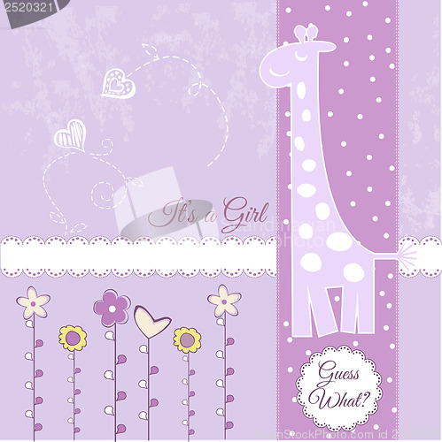 Image of new baby announcement card with giraffe
