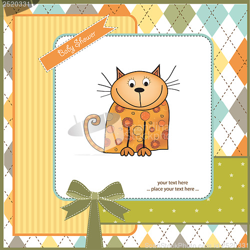 Image of new baby shower card with cat