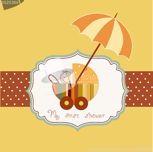 Image of baby shower card with cute stroller