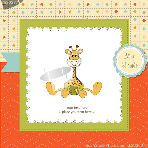 Image of baby shower card with baby giraffe