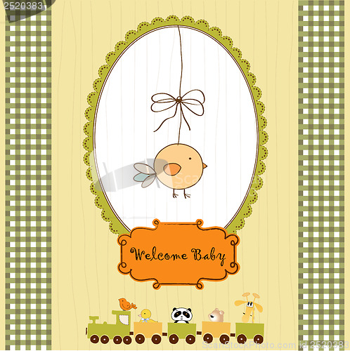 Image of new baby announcement card with chicken