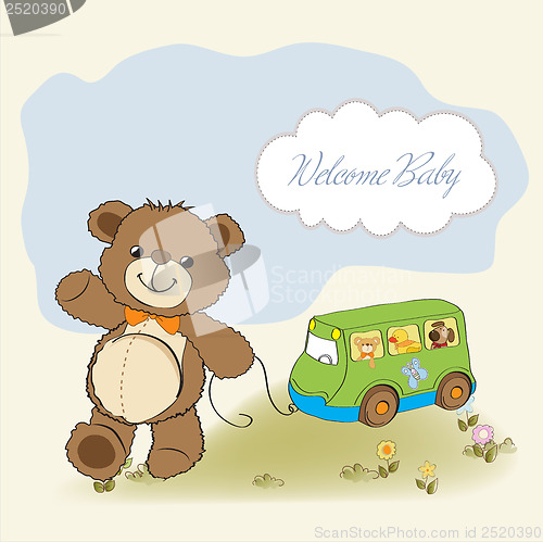 Image of baby shower card with cute teddy bear