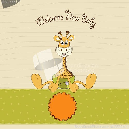Image of baby shower card with baby giraffe