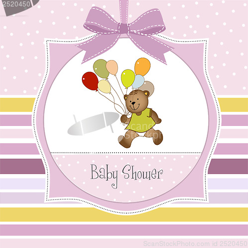 Image of baby shower card with cute teddy bear