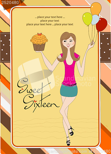 Image of Sweet Sixteen Birthday card with young girl