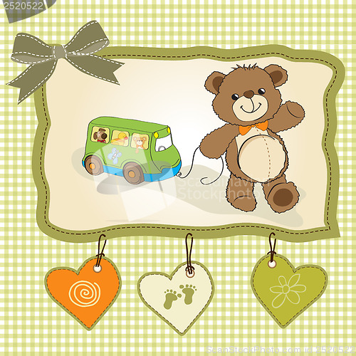 Image of baby shower card with cute teddy bear