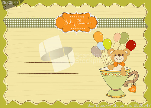 Image of baby shower card with cute teddy bear