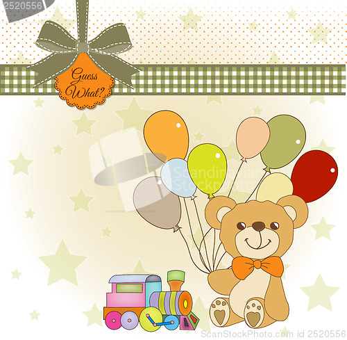 Image of baby shower card with cute teddy bear