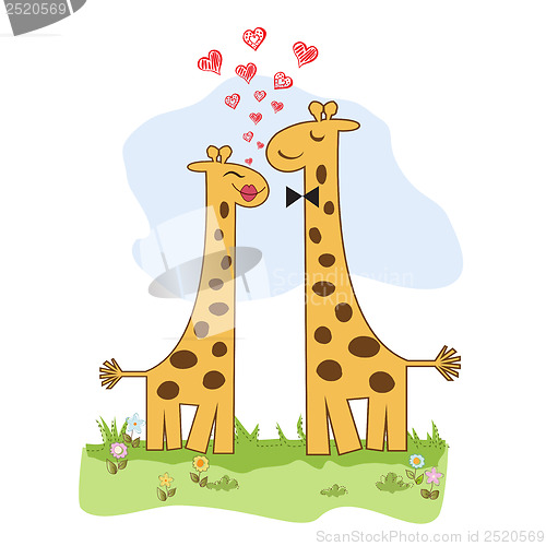 Image of Funny giraffe couple in love