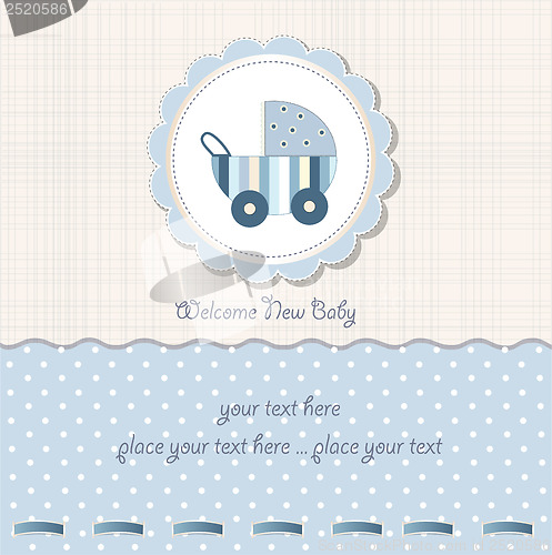 Image of baby boy shower card with stroller