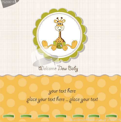 Image of baby shower card with baby giraffe