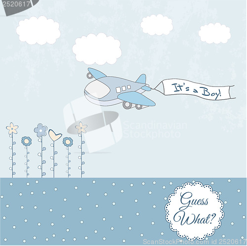 Image of baby boy announcement card with airplane