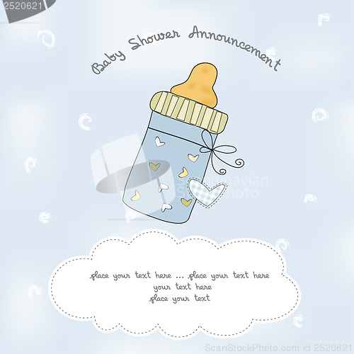 Image of baby shower card with bottle milk