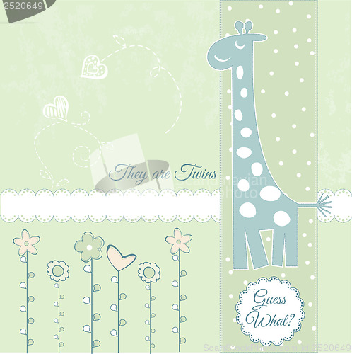 Image of new baby announcement card with giraffe