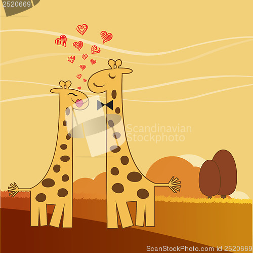 Image of Funny giraffe couple in love