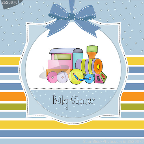 Image of baby  shower card with toy train