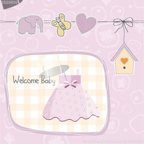 Image of baby girl shower card with dress