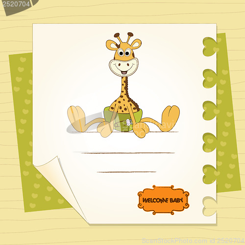 Image of baby shower card with baby giraffe