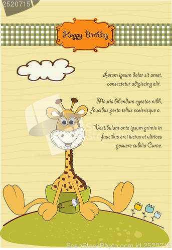 Image of baby shower card with baby giraffe