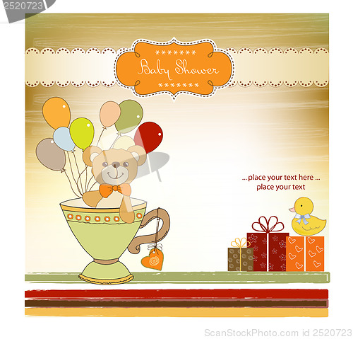 Image of baby shower card with cute teddy bear