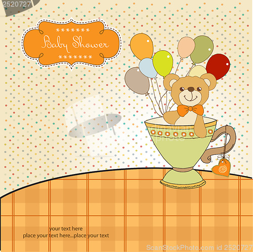 Image of baby shower card with cute teddy bear