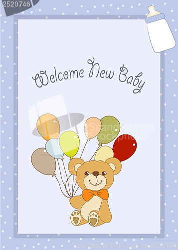 Image of baby shower card with cute teddy bear