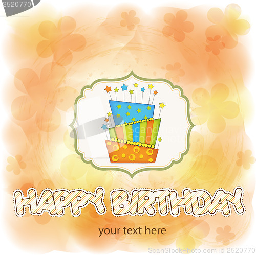 Image of vector big birthday cake with burning candles