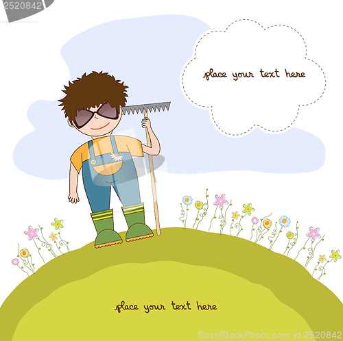 Image of young gardener who cares for flowers