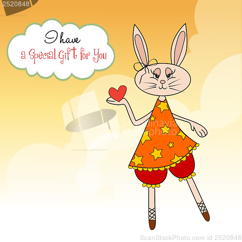 Image of cute little doe who gives her heart. romantic and funny love gre