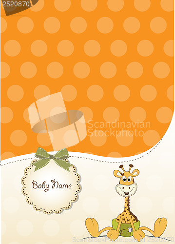 Image of baby shower card with baby giraffe