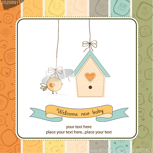 Image of new baby announcement card with chicken