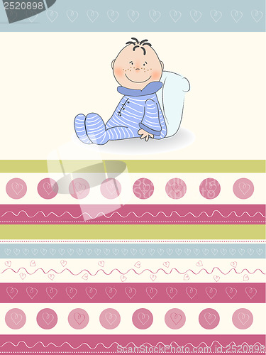 Image of new baby announcement card with little baby