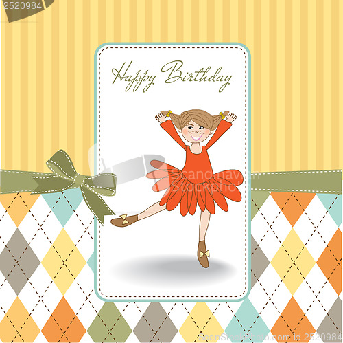Image of birthday greeting card with girl