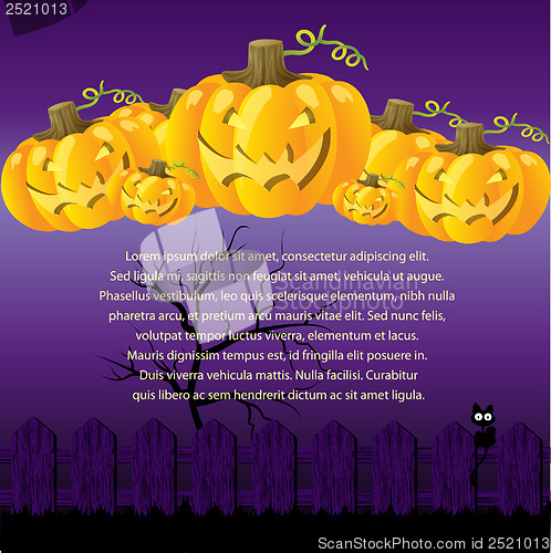 Image of Halloween Illustration with Pumpkins for invite cards