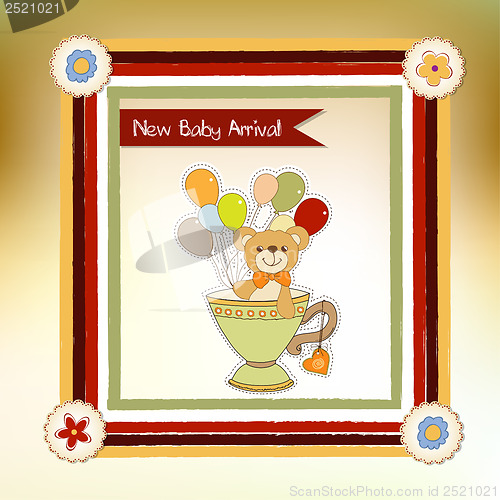 Image of baby shower card with cute teddy bear