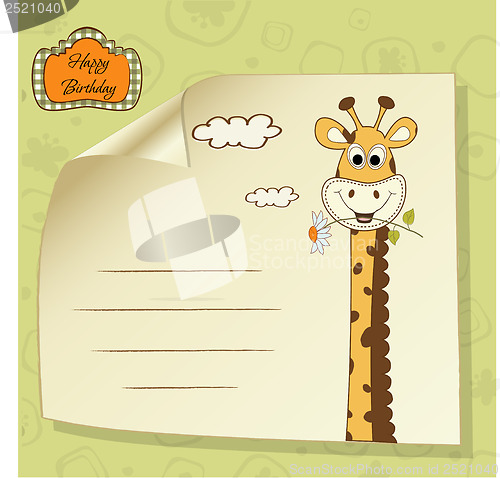 Image of birthday greeting card with giraffe