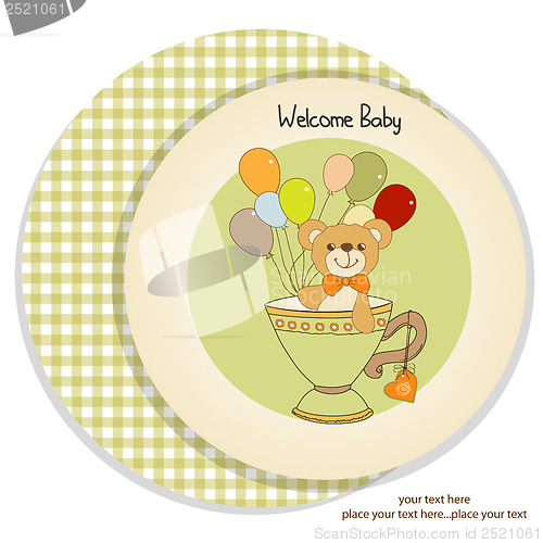 Image of baby shower card with cute teddy bear