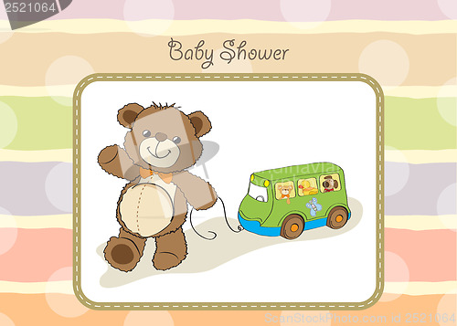 Image of baby shower card with cute teddy bear