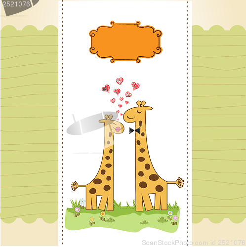 Image of Funny giraffe couple in love