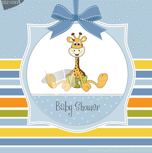 Image of baby shower card with baby giraffe