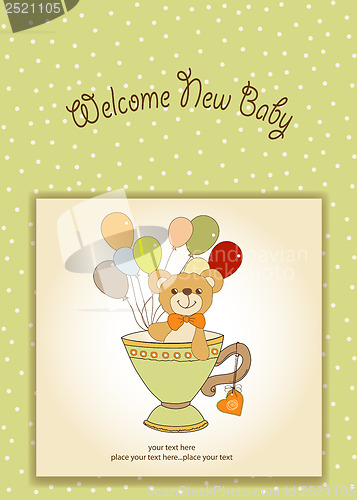 Image of baby shower card with cute teddy bear