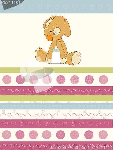 Image of baby shower card with puppy toy