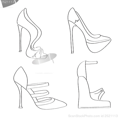 Image of items shoes set on a high heel isolated on white background
