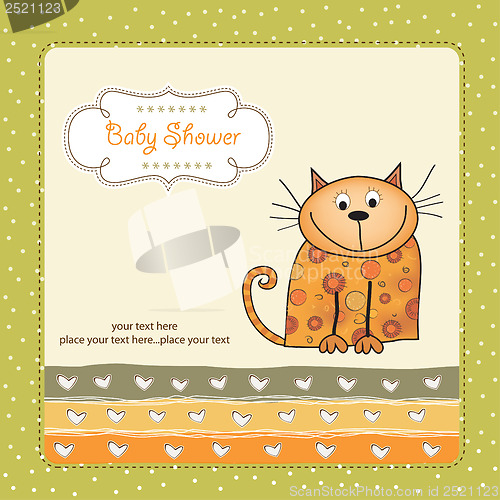 Image of new baby shower card with cat