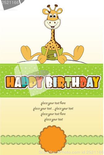 Image of baby shower card with baby giraffe