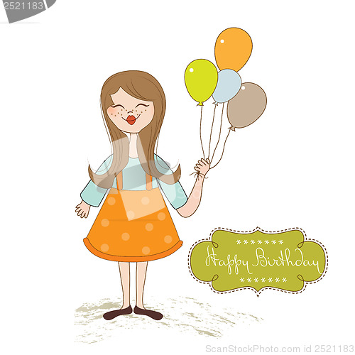 Image of birthday greeting card with girl