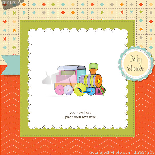 Image of baby  shower card with toy train