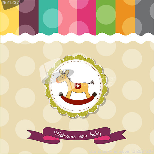 Image of baby shower card with rocking horse